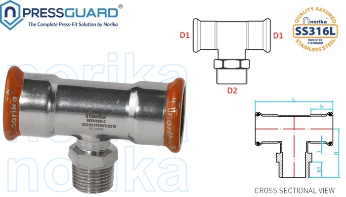 Stainless Steel 316L Press Fit MI Tee